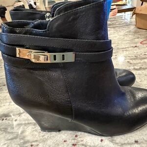 Chinese Laundry Black Ankle Boots with Gold Buckle
